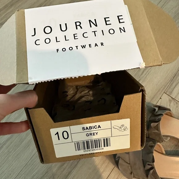 Gray Ruffle Slide Sandals - Picture 4 of 4